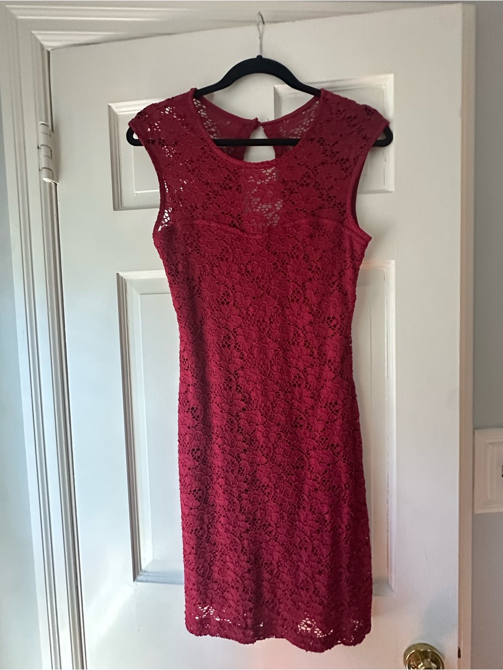 ModCloth Wine Red Lace Cap-Sleeve Mini Dress